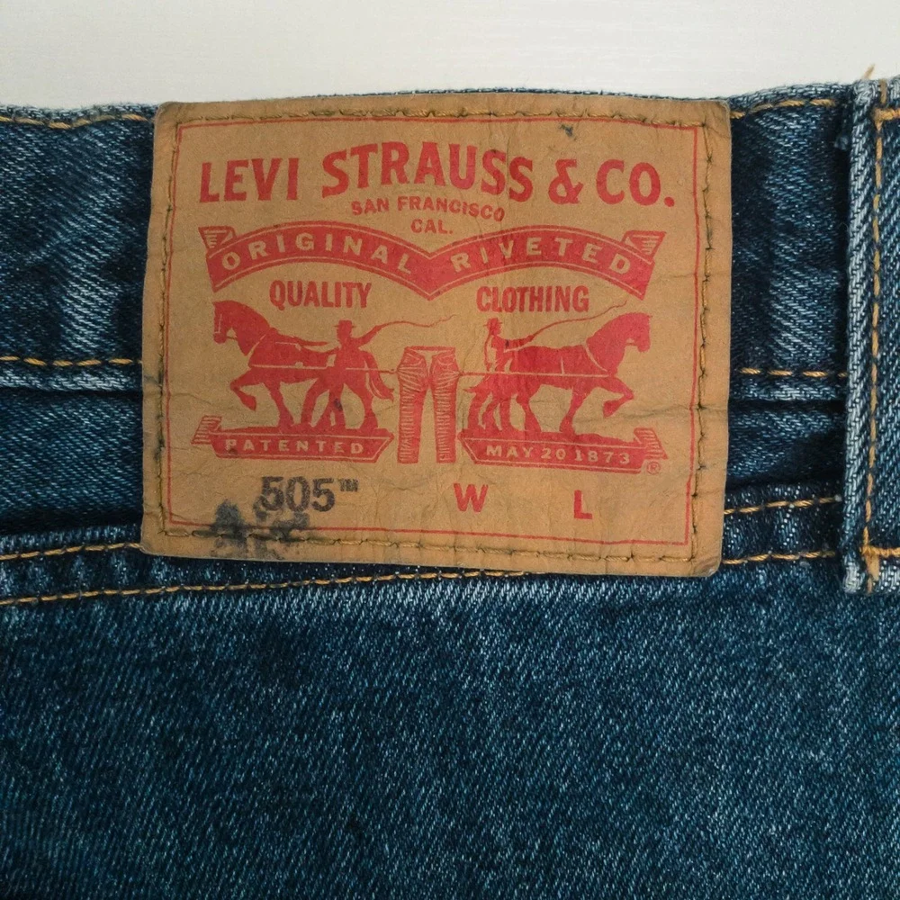 Levi's 505 Regular Fit Jeans Men 52x29 Dark Wash Big & Tall Straight Leg Cotton